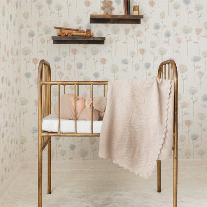 Peluche Scalloped Mélange Bebe Blanket - Taupe