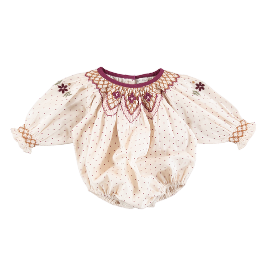 Bebe Organic Vintage Dot Scarlet Romper