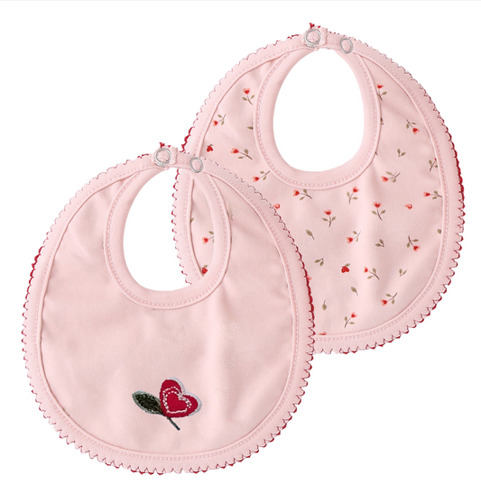 Mini Label Pink Heart Printed Kimono Bib