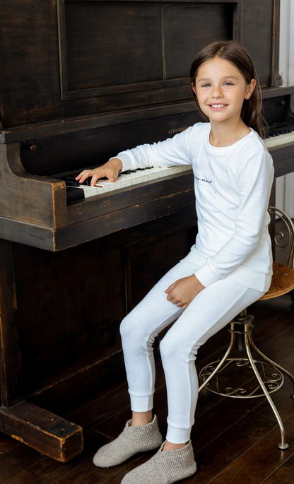 Noggi Velour Patch Loungewear set -White