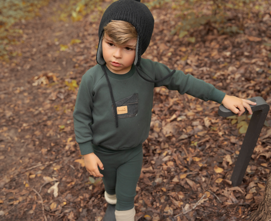 Bondoux Green Leather Patch 2 Piece-Boys
