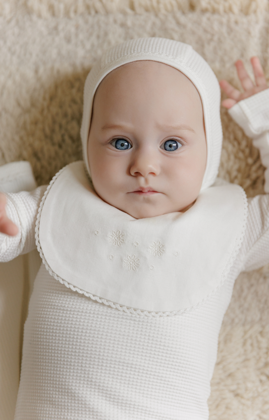 Ely's and Co Ivory Ribbed Embroidered Collar Collection Take Me Home Set - Girl