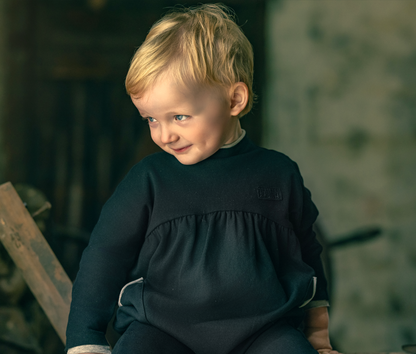 Ba Na Toddler Romper Black with Grey Trim