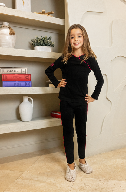 Noggi Emblem Loungewear Set- Fuschia Trim