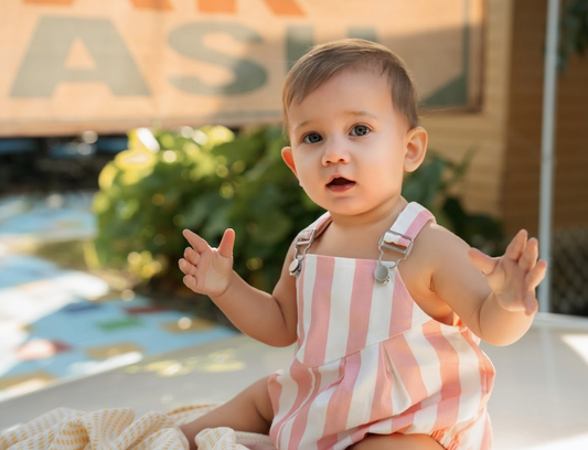 Bondoux Neon Pink Striped Girls Romper