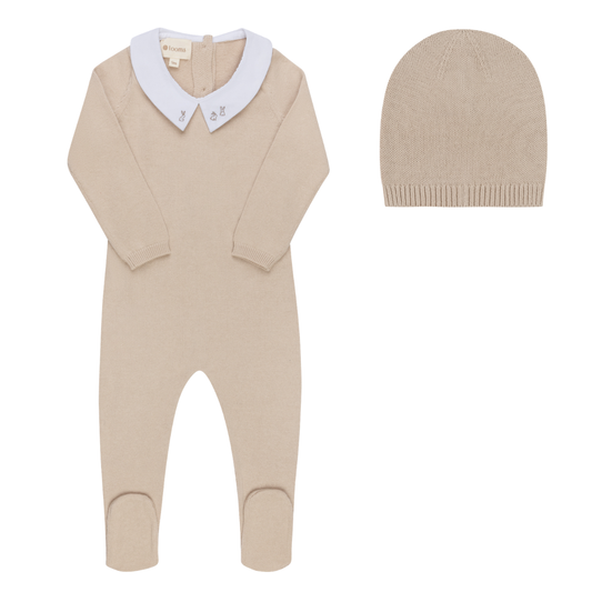 Looms  Fair Isle Collection Footie Set- Taupe