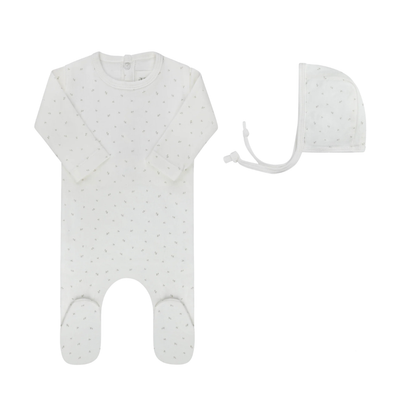 Aurora Floral Leaf Collection Footie Set- Ivory Boy