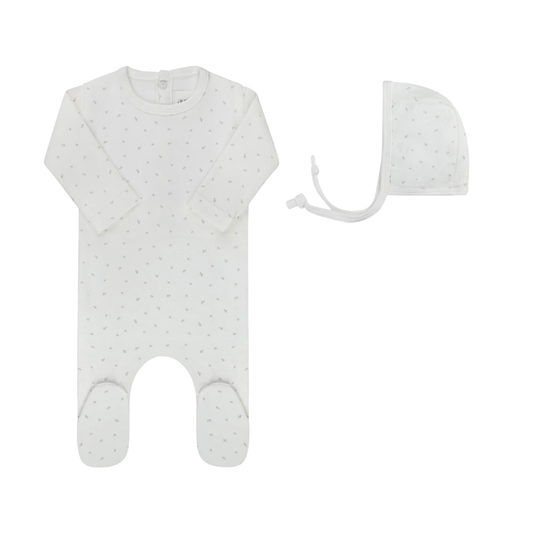 Aurora Floral Leaf Collection Footie Set- Ivory Boy