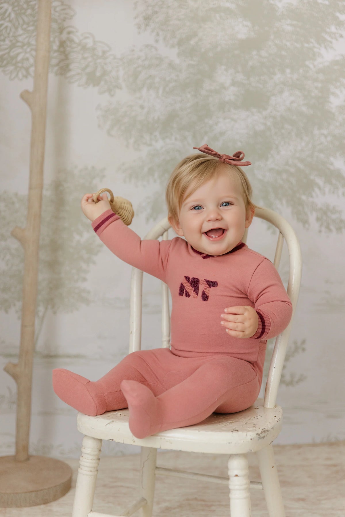 Mon Tresor Signature Stripe Footie Set- Rosewood