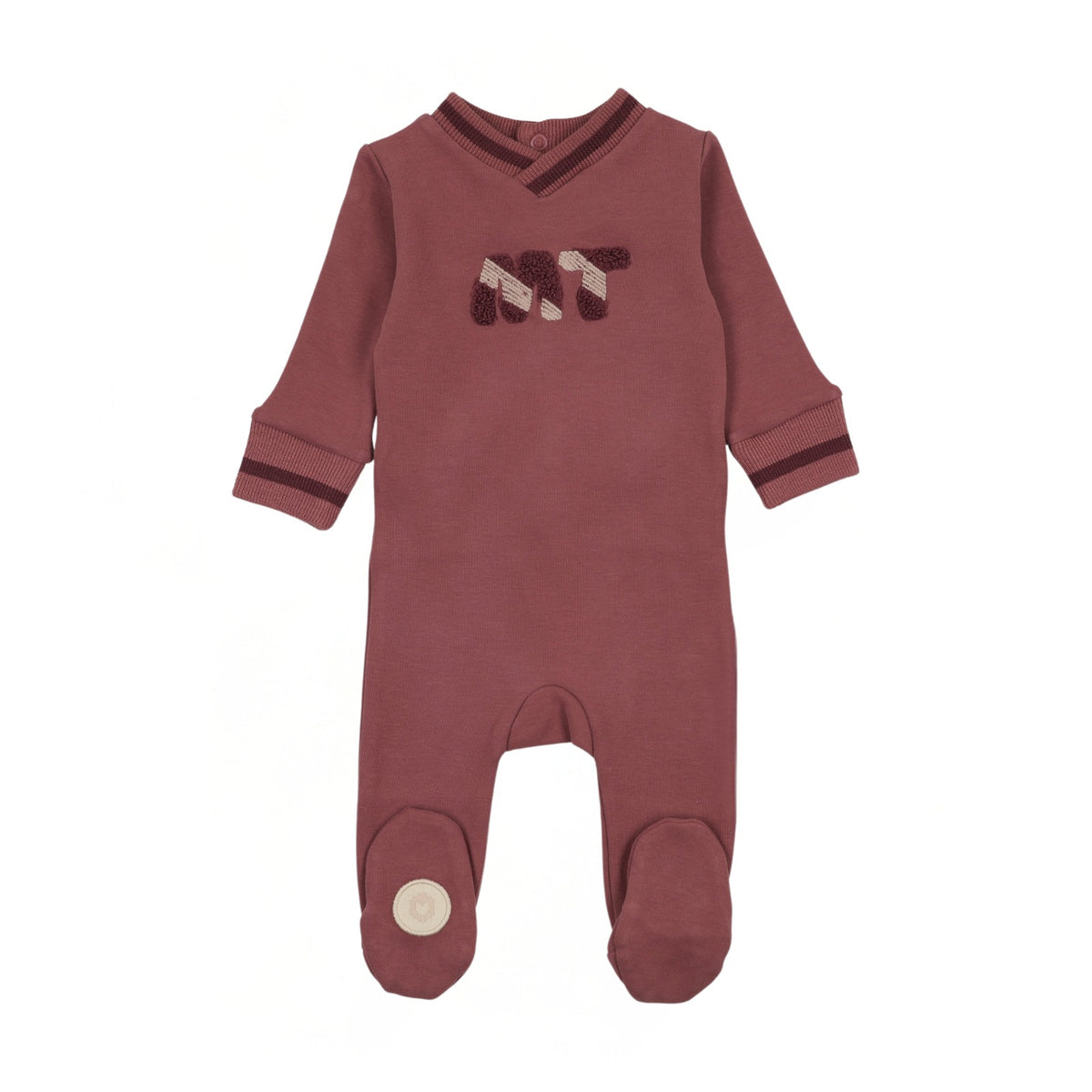 Mon Tresor Signature Stripe Footie- Rosewood