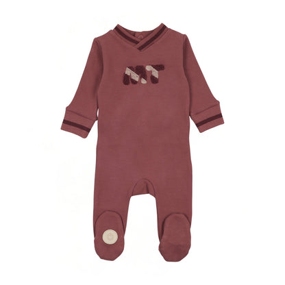 Mon Tresor Signature Stripe Footie- Rosewood