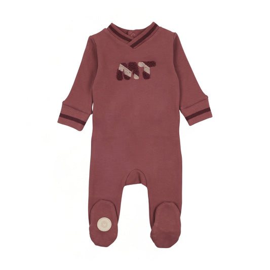 Mon Tresor Signature Stripe Footie- Rosewood