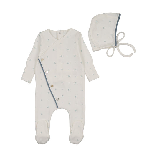 Bee & Dee Soft Dot Footie Set- Chalk White Boys