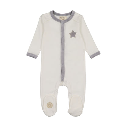 Mon Tresor Star-Patch Velour Footie