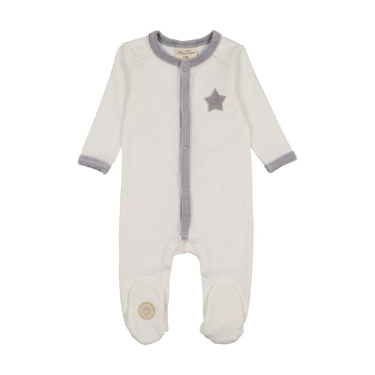 Mon Tresor Star-Patch Velour Footie