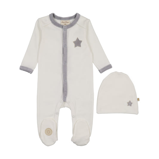 Mon Tresor Star-Patch Footie & Hat Set