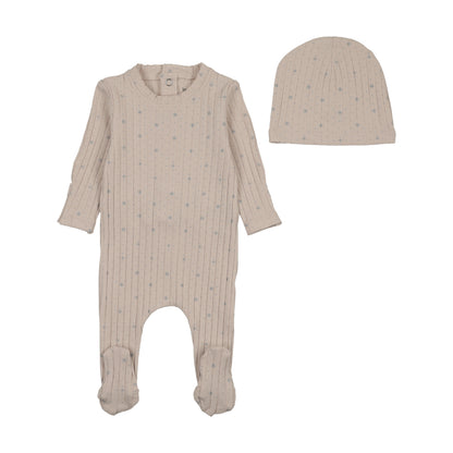 Bee & Dee Stars and Dots Footie Set- Coffee