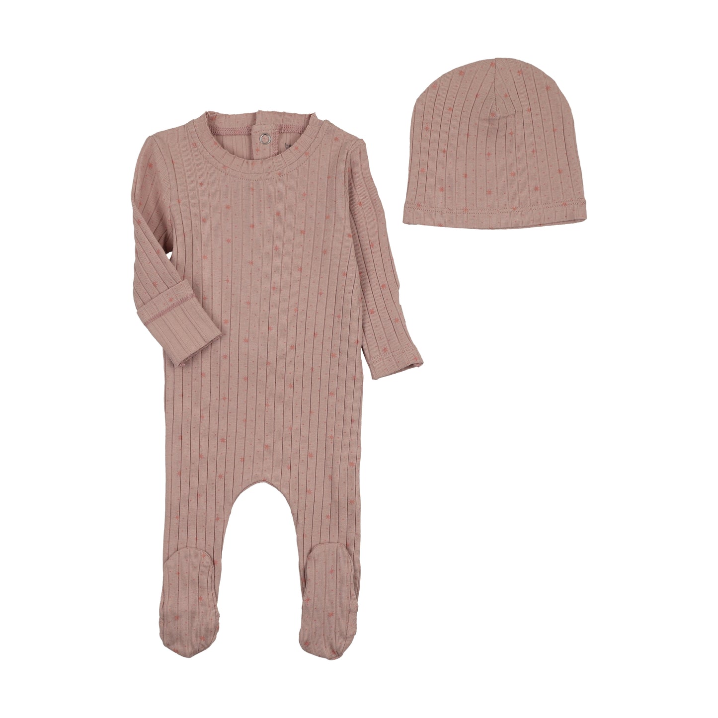 Bee & Dee Stars and Dots Footie Set- Tea Rose