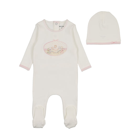 Bee & Dee Storytime Series Footie+Beanie - Girls