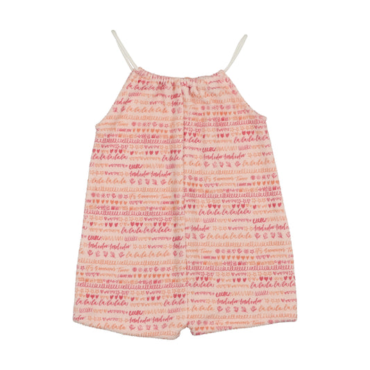 Bee & Dee Terry Scribbles Romper- Sand Pink