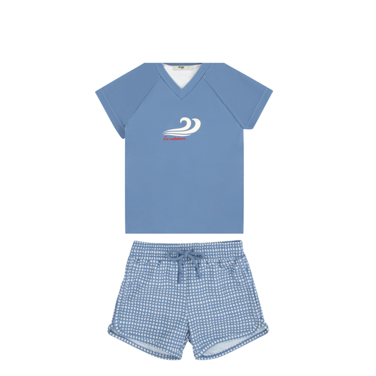 Noggi Gingham Rash Guard and Pants Set