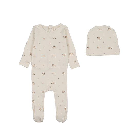 Lilette Rosebud Footie Set-Cream/Pink