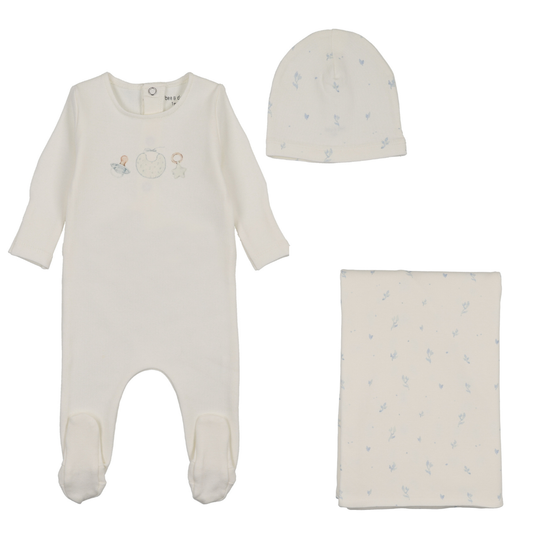 Bee & Dee Watercolor Bib Layette Set- White Boys