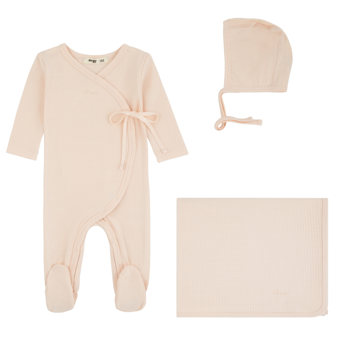 Noggi Lil Love Embroidered Wrap Layette Set- Dusty Pink