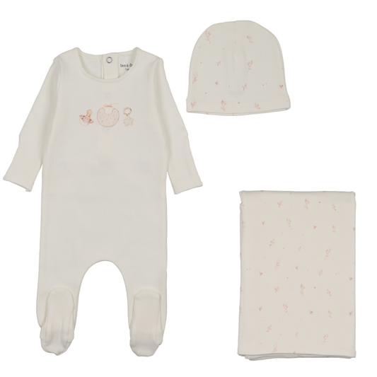 Bee & Dee Watercolor Bib Layette Set- White Girls