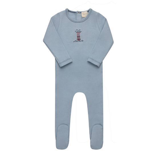 Aurora Cotton Crossstich Lighthouse Collection Footie-Blue