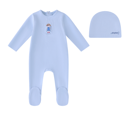 Mini Label Light Blue  Fisherman Footie Set- Boys