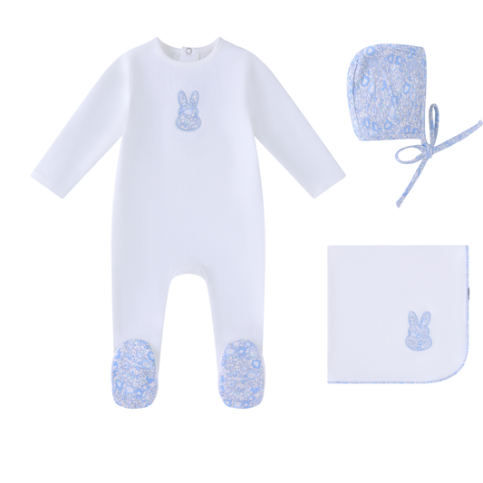 Mini Label White Liberty Bunny Layette Set-Boys
