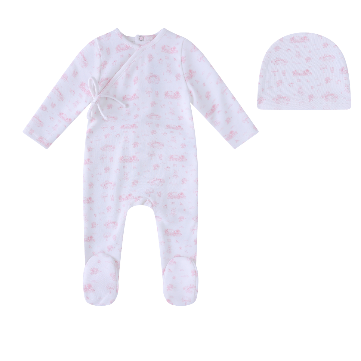 Mini Label Toile Garden Print Footie Set-Girls