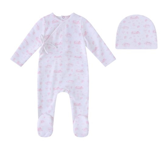 Mini Label Toile Garden Print Footie Set-Girls