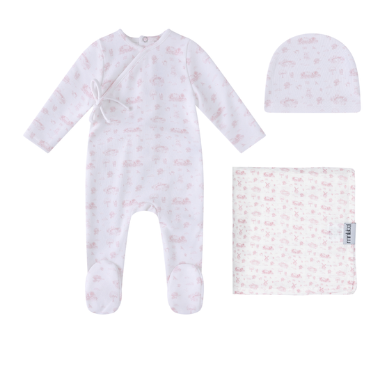 Mini Label Toile Garden Print Layette Set-Girls