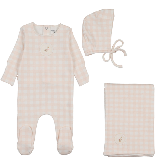 Bee & Dee Goose on Plaid Layette Set- Chalk White Girls