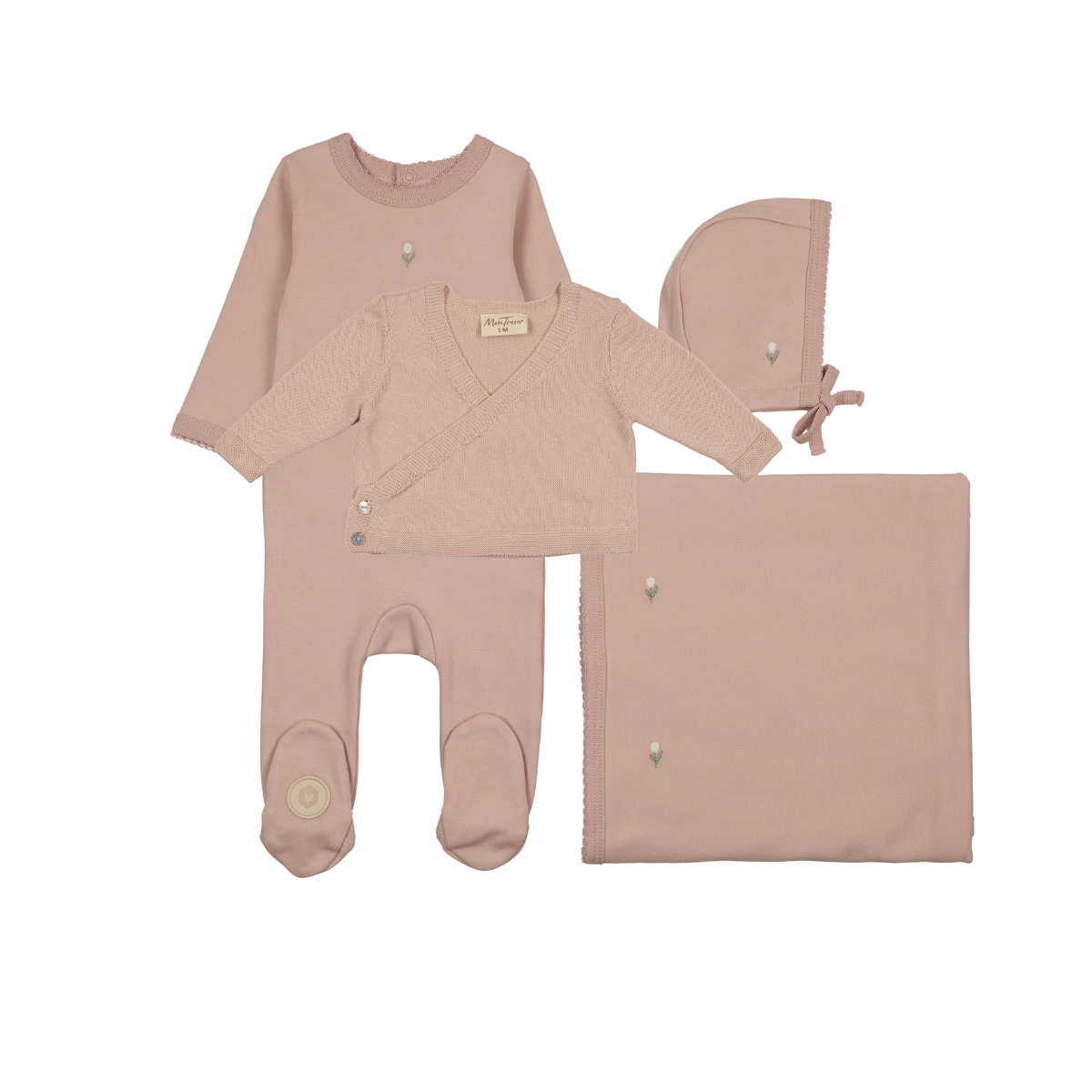 Mon Tresor Blooming Cardigan Girls Layette Set - Orchid Pink