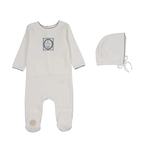 Mon Tresor Vintage Stamp Boys Footie Set