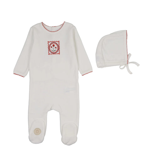 Mon Tresor Vintage Stamp Girls Footie Set