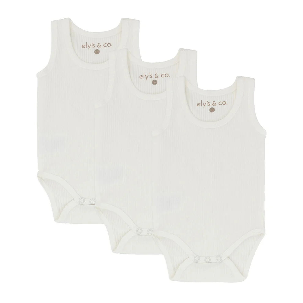 Elys and Co 3 Pack Ribbed Tank Undershirt - Ivory