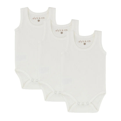 Elys and Co 3 Pack Ribbed Tank Undershirt - Ivory