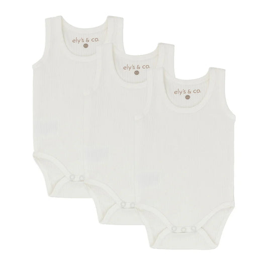 Elys and Co 3 Pack Ribbed Tank Undershirt - Ivory