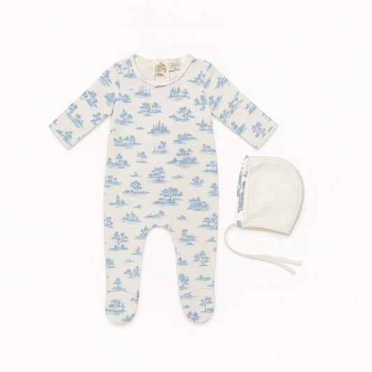 Bubani Countryside Footie+Hat- Blue