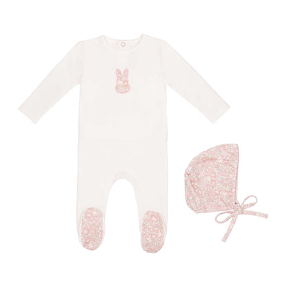 Mini Label White Liberty Bunny Footie Set-Girls