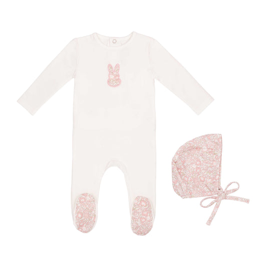 Mini Label White Liberty Bunny Footie Set-Girls