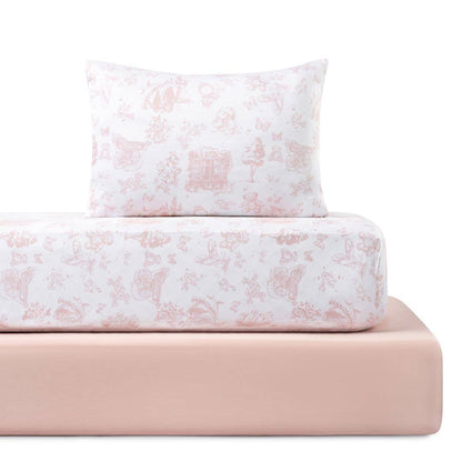 Petite Belle Bebe - Petite Belle Toile Safra Standard Crib Sheet Set- Rose Pink