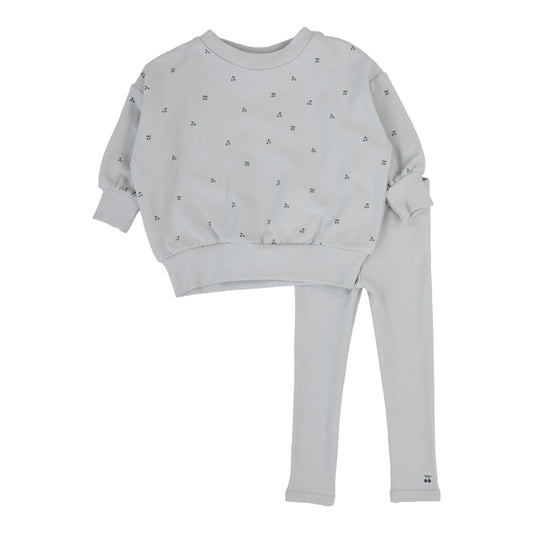 Lilette Cherry Print Set-Pale Blue