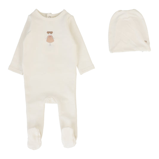 Lilette Graphic Footie+Hat-Cream/Doll