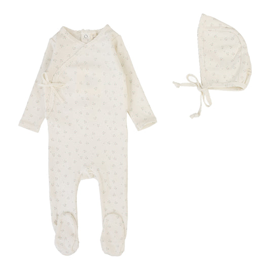 Lilette Bud Footie+Hat-Cream/Pink