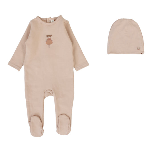 Lilette Graphic Footie+Hat-Dusty Pink